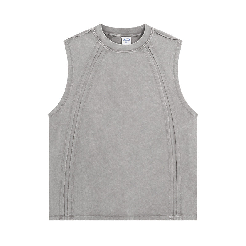 Distressed Washed Vest For Men American Streetwear Retro Style