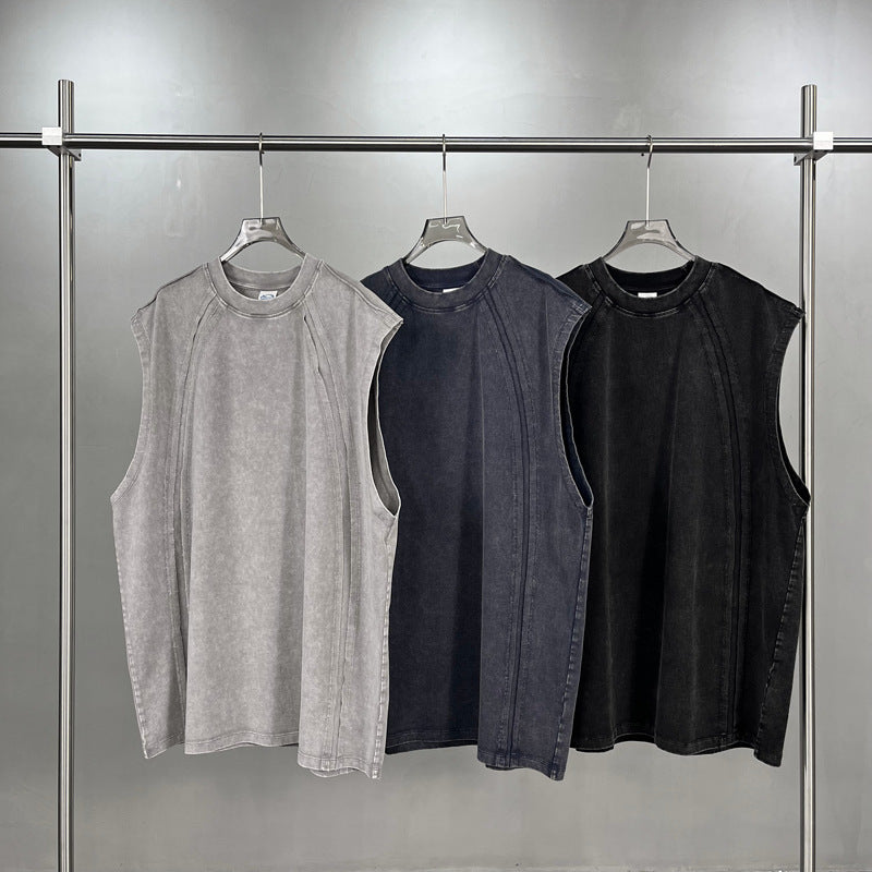 Distressed Washed Vest For Men American Streetwear Retro Style